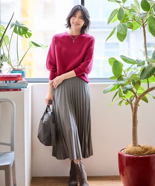 ANY L 【洗濯機可/6色展開】ラウンドネックガーターニット レッド