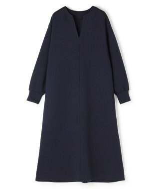 UNFILO BEAUTY FORM JERSEY キーネックワンピース ネイビー
