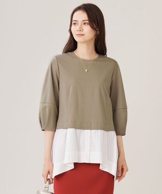 【洗える】カラミストライプコンビジャージ トップス