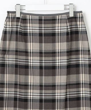 J.PRESS LADIES 【洗える】テトロンレーヨン/ウール milledタータン スカート ベージュチェック系