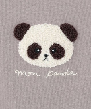 ANY KIDS オーガビッツアニマルサガラ刺繍Ｔシャツ チャコール×パンダ