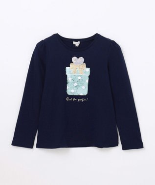 ANY KIDS ミラクルスパンコール 長袖 Tシャツ ネイビー×パフューム