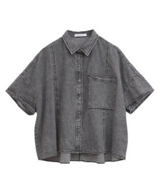 Green Parks ライトデニム５分袖シャツ Black