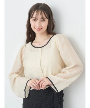 earth music&ecology シアーパイピングシャツ Ivory