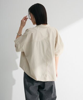 Green Parks ライトデニム５分袖シャツ Ecru