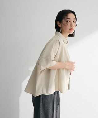 Green Parks ライトデニム５分袖シャツ Ecru