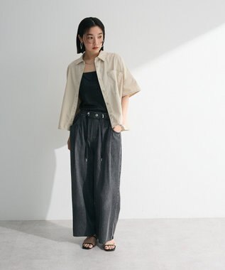 Green Parks ライトデニム５分袖シャツ Ecru