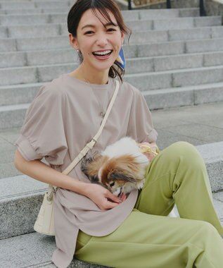 Tiaclasse 【UVケア・接触冷感】“あまラク” ボリュームパフスリーブカットソーチュニック グレージュ