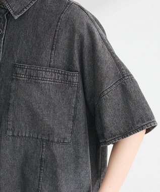 Green Parks ライトデニム５分袖シャツ Black