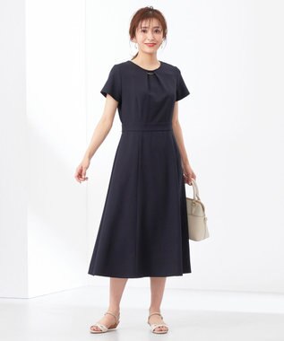 ANY SIS 【WEB・一部店舗限定】リネンライクポリエステル ワンピース ネイビー