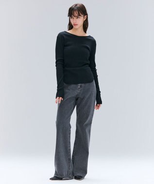 BEIGE， 【洗える・Oggi 11月号掲載】NAVIGLIO / フレアシルエットデニムパンツ Slate