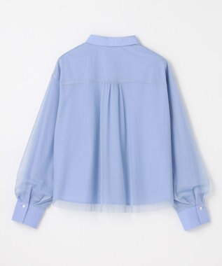 ANY L クロップドチュールコンビシャツ ブルー