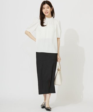 ANY SIS S 【洗える】フリルネックスタンド ブラウス オフ