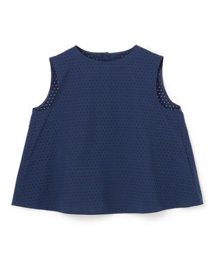 UNFILO L 【セットアップ着用可】FINE MOVE パンチング ドットブラウス ダークブルー