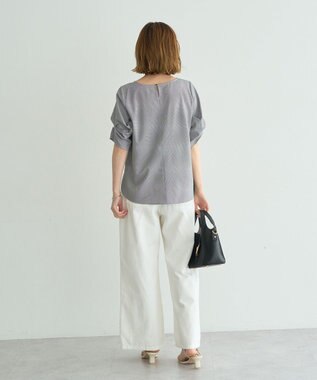 YECCA VECCA パールタックスリーブブラウス Check