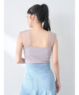 earth music&ecology チュールドッキングカップ付キャミソール Gray