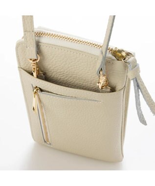 UNBILLION ペルケ perche / 牛革シュリンクタイプモバイルウォレットショルダー　旧8660 アイボリー