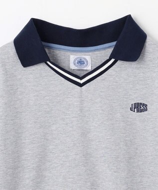 J.PRESS KIDS 【140-170cm】40/2天竺襟付き Vネック ポロシャツ ライトグレー系