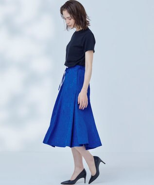 組曲 【WEB限定】エアリーフラワージャガード フレアスカート ブルー系
