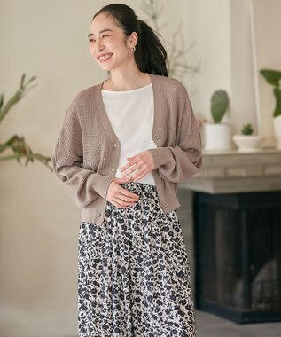 ANY 【洗濯機可】アイレットパターンカーデガン モカ