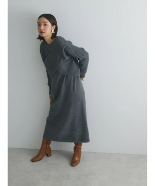 Green Parks armonia. ＳＥＴ２点ニットワンピース Charcoal Gray