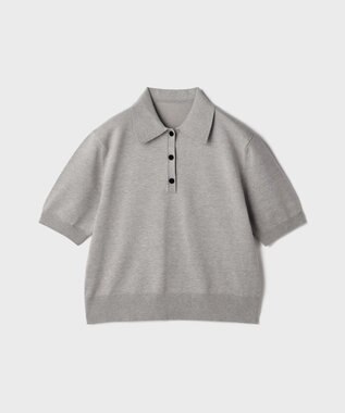 GRACE CONTINENTAL バイカラーポロニットトップ グレー