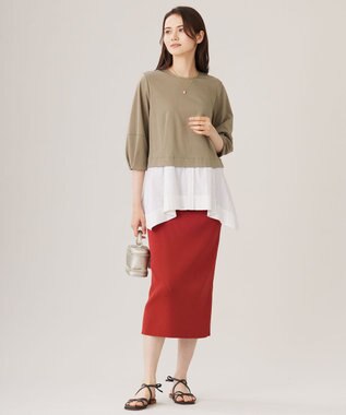 自由区 S 【洗える】カラミストライプコンビジャージ トップス ダークサンド