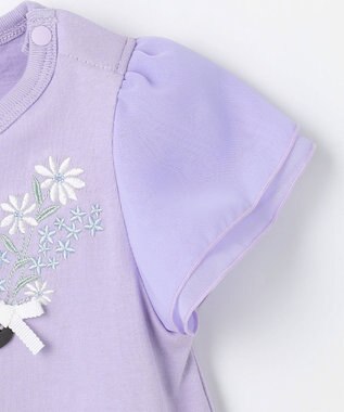組曲 KIDS 【80-100㎝】 フラワーコサージュTシャツ ラベンダー