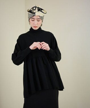 #Newans 【洗える】ペプラムデザインワイドシルエットプルオーバー ブラック