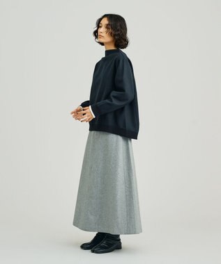 J.PRESS YORK STREET 【WOMEN】NEEDLE JERSEY ボトルネックプルオーバー ブラック系