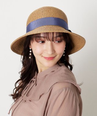 MOONBAT FURLA(フルラ) ペーパーブレードリボン巻きダウンハット サイズ調整可 ネイビーブルー