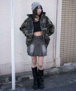 WEGO デニムプリーツミニスカート グレー