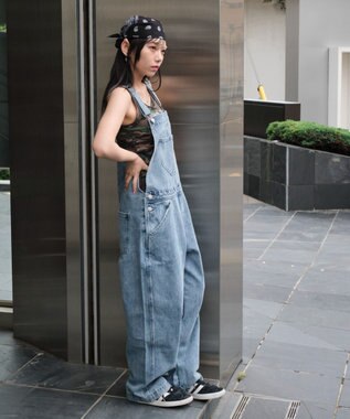 WEGO 【ユニセックス着用/SMサイズ展開】デニムオーバーオール デニム淡加工色
