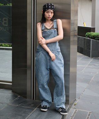 WEGO 【ユニセックス着用/SMサイズ展開】デニムオーバーオール デニム淡加工色