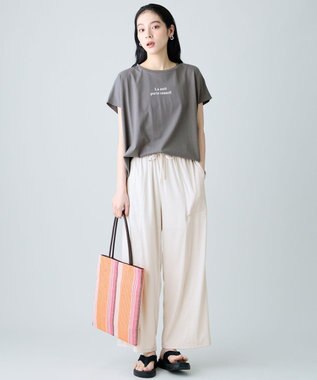 ANY ANYファンクションワイドフレンチスリーブTシャツ スレート