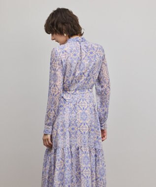 GRACE CONTINENTAL ダマスク柄風プリントワンピース ブルー