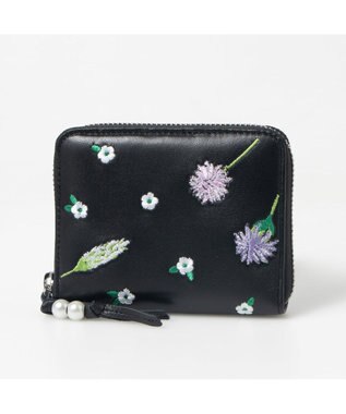 UNBILLION ペルケ perche / ボタニカルフラワー刺繍ラウンドパームフィットウォレット