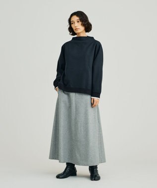 J.PRESS YORK STREET 【WOMEN】NEEDLE JERSEY ボトルネックプルオーバー ブラック系