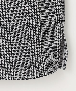 J.PRESS LADIES L チェックジャージー カットソー ブラック×ホワイト系