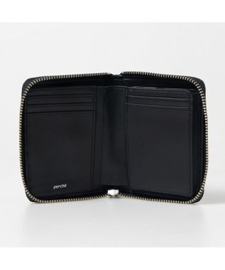 UNBILLION ペルケ perche / ボタニカルフラワー刺繍ラウンドパームフィットウォレット ブラック
