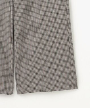 自由区 【撥水加工・洗える】TRギャバチェック柄ストレート パンツ ベージュ系チェック