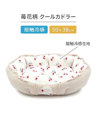 PET PARADISE ペットパラダイス クールカドラー 丸型 《苺花柄》 Ｓ ホワイト×レッド