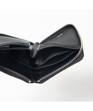 UNBILLION ペルケ perche / ボタニカルフラワー刺繍ラウンドパームフィットウォレット ブラック