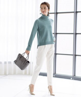 Tiaclasse 【洗える】もっちり柔らかいリブタートルプルオーバーニット ミント