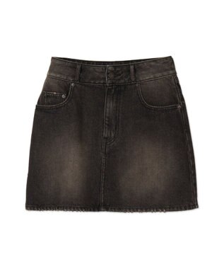 WEGO ヴィンテージウォッシュ台形デニムミニスカート ブラック