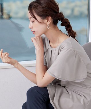 Tiaclasse 【UVケア・接触冷感】“あまラク” シフォンフレアスリーブカットソーチュニック グレージュ