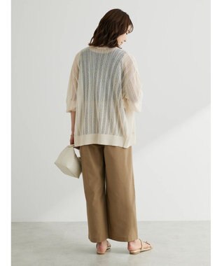 Green Parks すかし編みニットカーディガン Off White