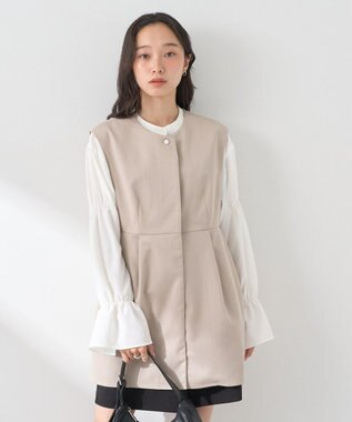 earth music&ecology ペプラムタックジレ Beige