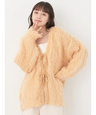 earth music&ecology 起毛リボンニットカーディガン