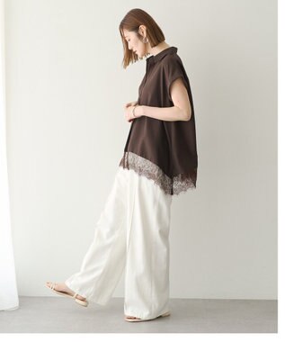 YECCA VECCA 裾レーススキッパーシャツ Brown